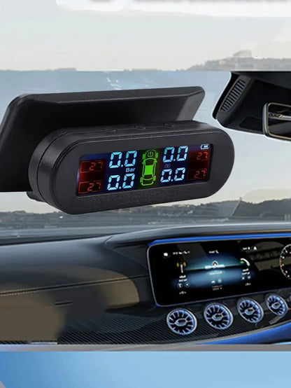 Temperature Warning Fuel save Tire Pressure Monitoring System Solar TPMS with 4 External Sensors Car Tyre Pressure Monitor